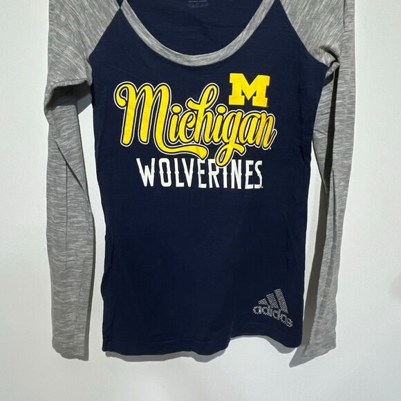 Adidas Women's Multicolor Michigan Wolverines Cotton Long Sleeve T-Shirt Small - Picture 2 of 8